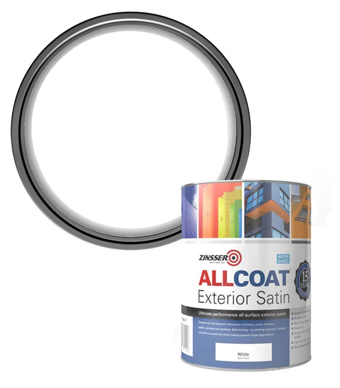 Zinsser AllCoat Exterior Water-Based Matt/Satin/Gloss White/Black 1L/2.5L