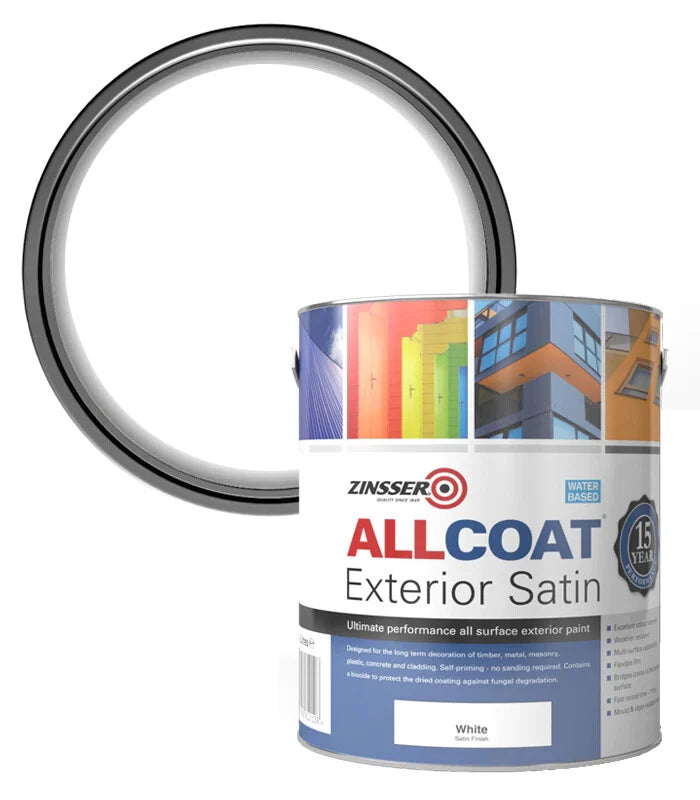 Zinsser AllCoat Exterior Water-Based Matt/Satin/Gloss White/Black 1L/2.5L