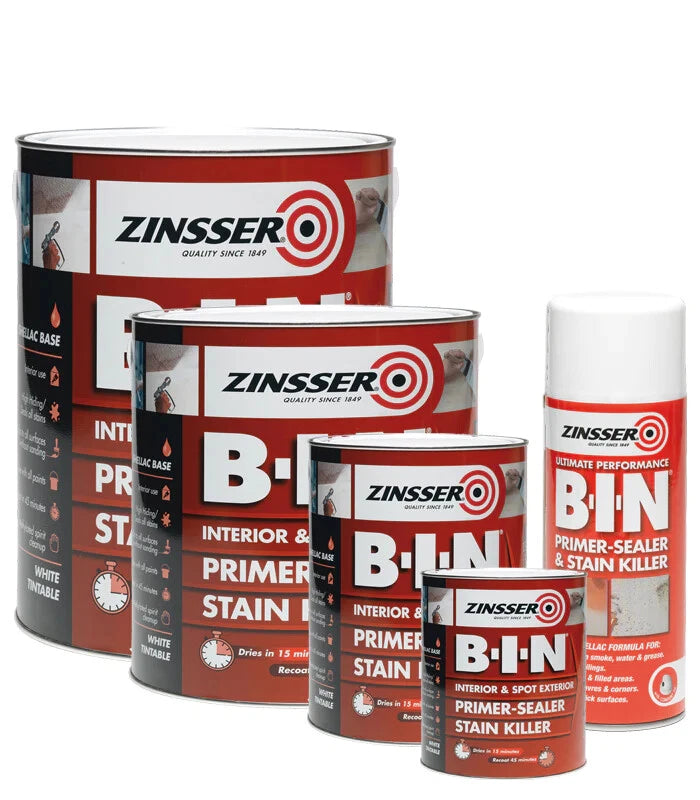 Zinsser B-I-N® Shellac Primer 400ml/500ml/1L/2.5L White and Grey