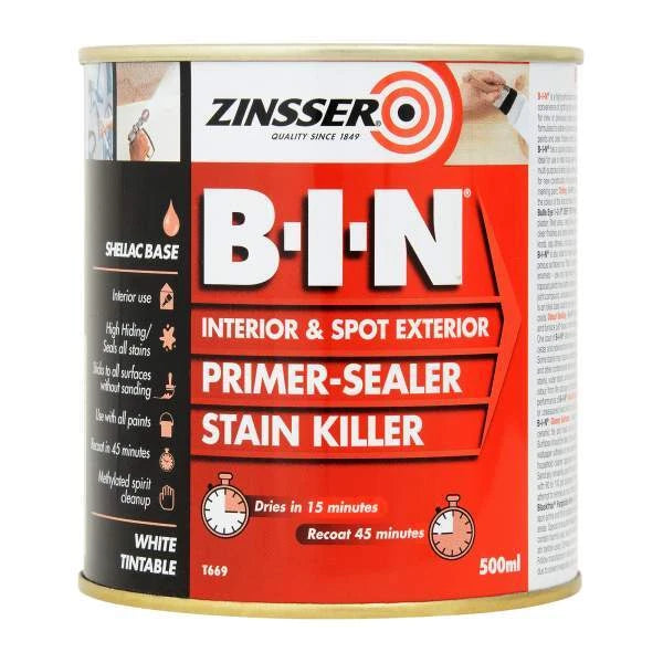 Zinsser B-I-N® Shellac Primer 400ml/500ml/1L/2.5L White and Grey